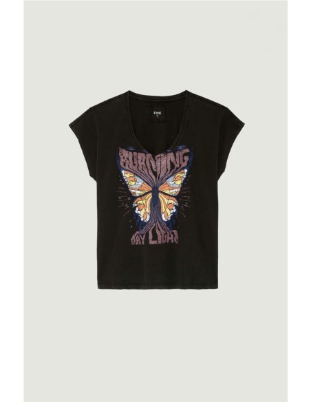 Camiseta Pico Gris Envejecido de Five