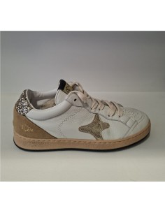 Zapatilla Piel Blanca-Dorada Sun de Ama Brand