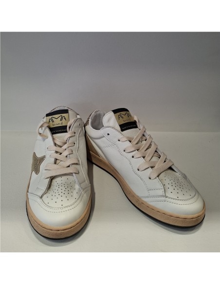 Zapatilla Piel Blanca-Dorada Sun de Ama Brand