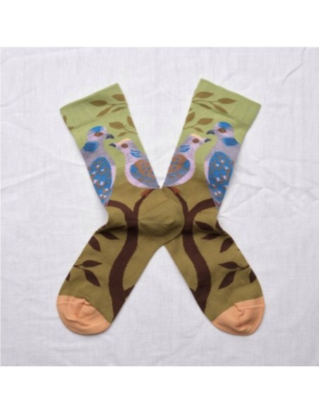 Calcetín Estampado en verdes kaki/aceite/azules de Bonne Maison.