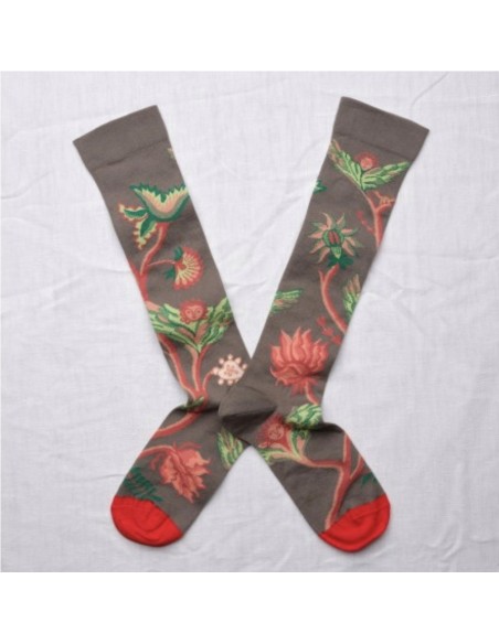 Media Visón con Estampado Naranja y Verde de Bonne Maison.